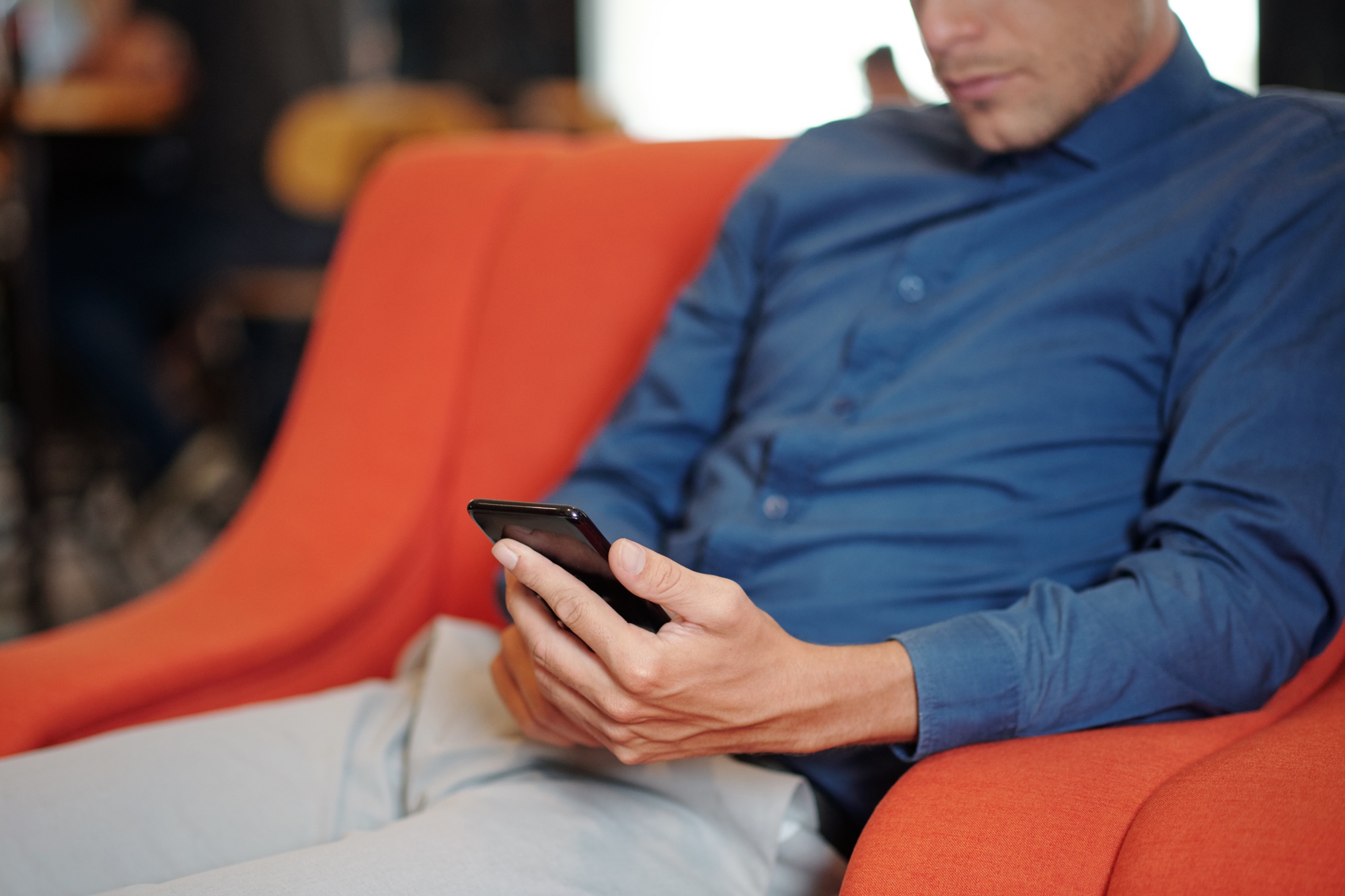 Man Reading Text Messages