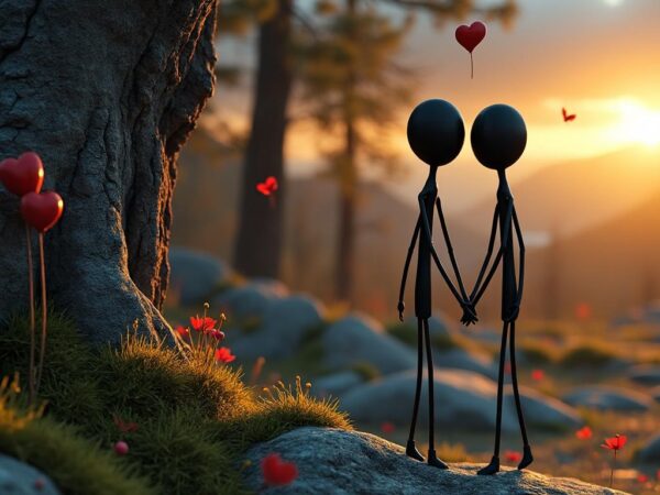 Les symboliques des bonhommes allumettes : amour dans les œuvres contemporaines